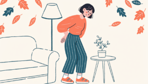 腰に手を当てる女性のイラスト