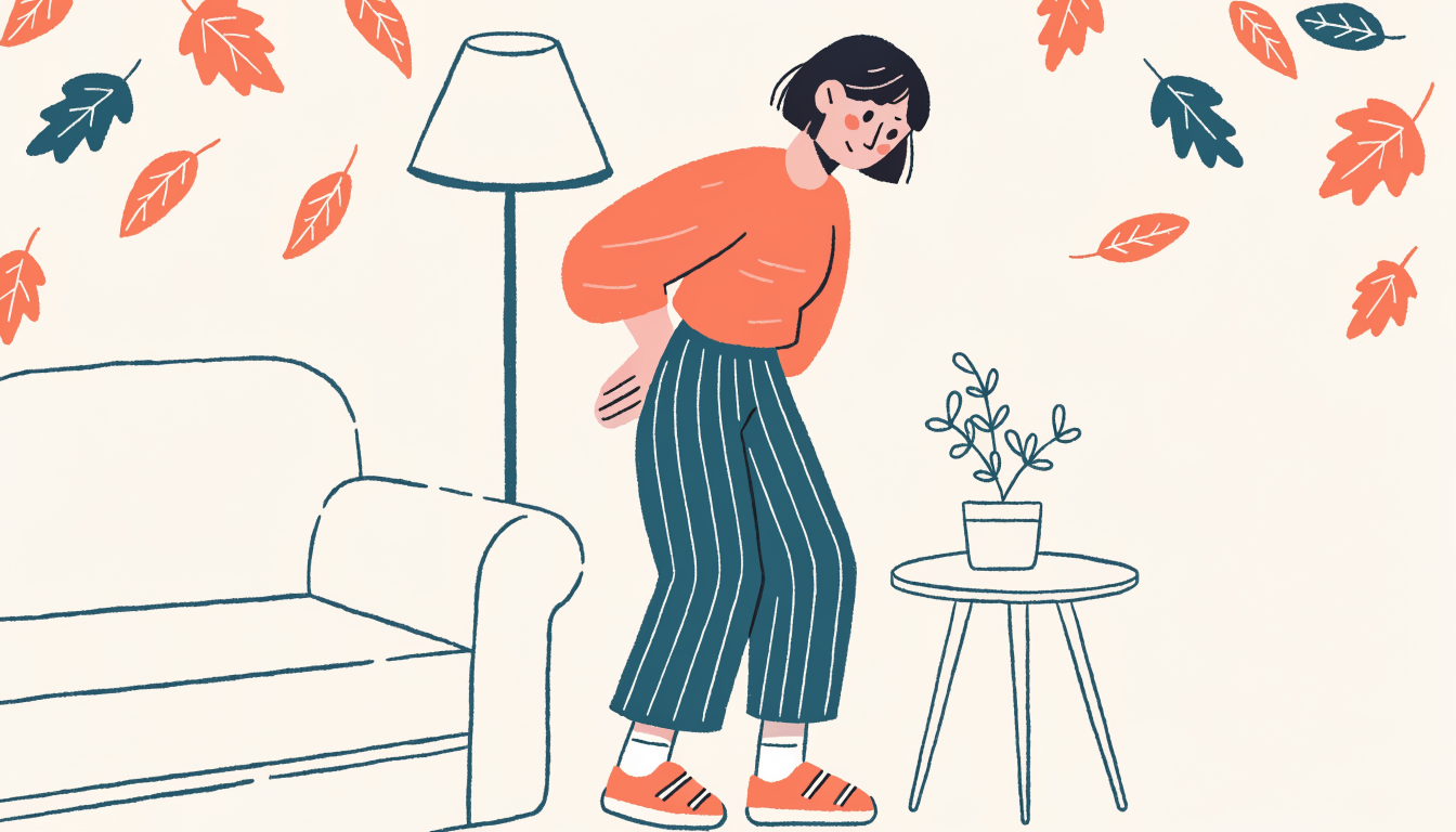 腰に手を当てる女性のイラスト
