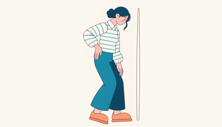 反り腰の姿勢を確認する女性のイラスト