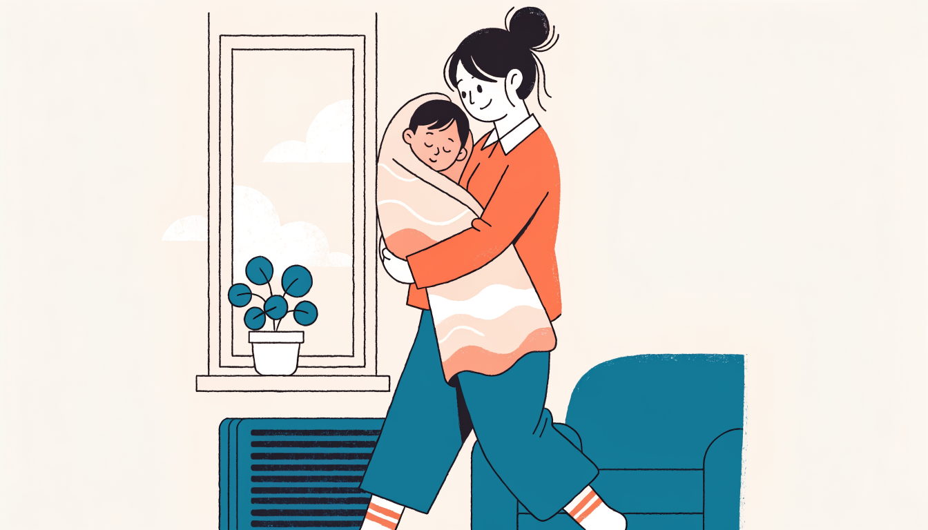 赤ちゃんを抱っこする女性のイラスト