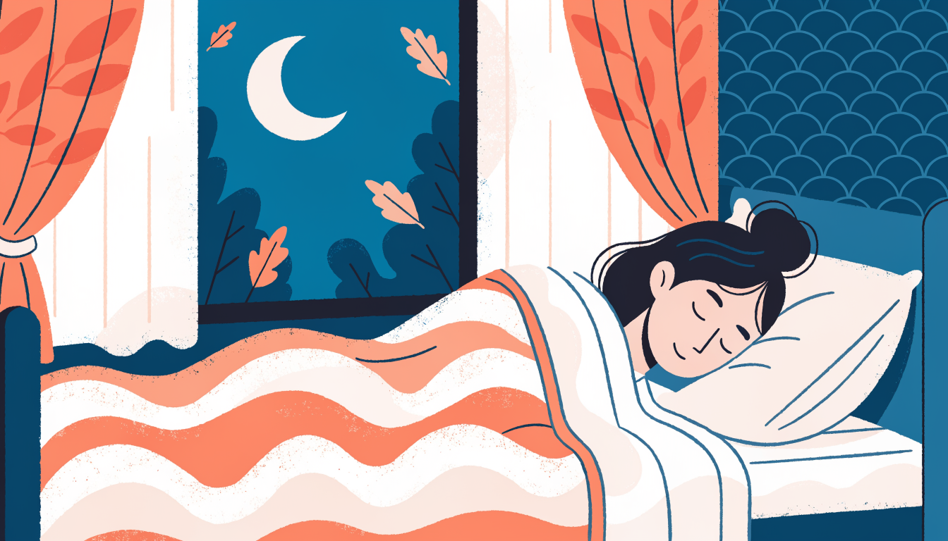 秋バテでだるさを感じる女性のイラスト