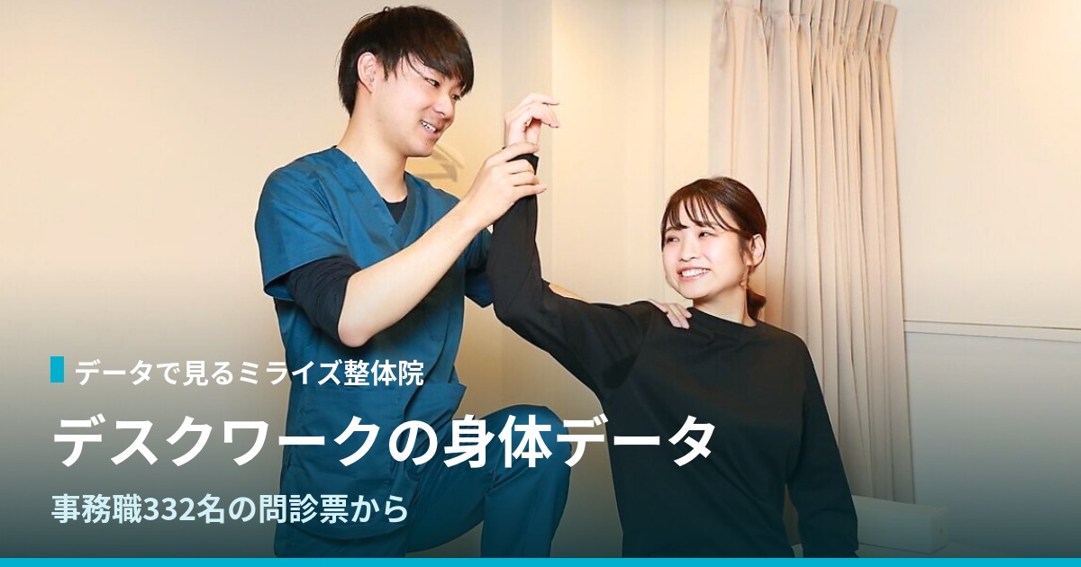 座位での肩の可動域チェックの様子｜デスクワークの身体データ